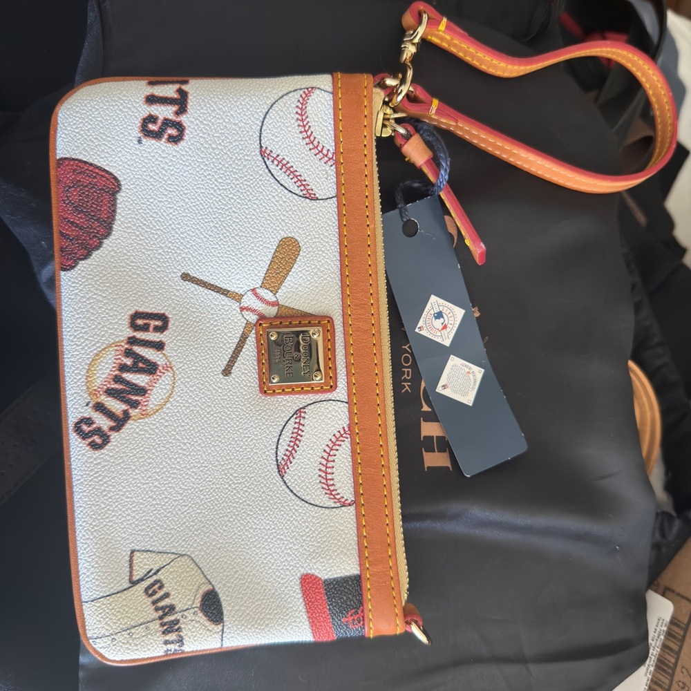 Dooney & Bourke White and Orange Clutch